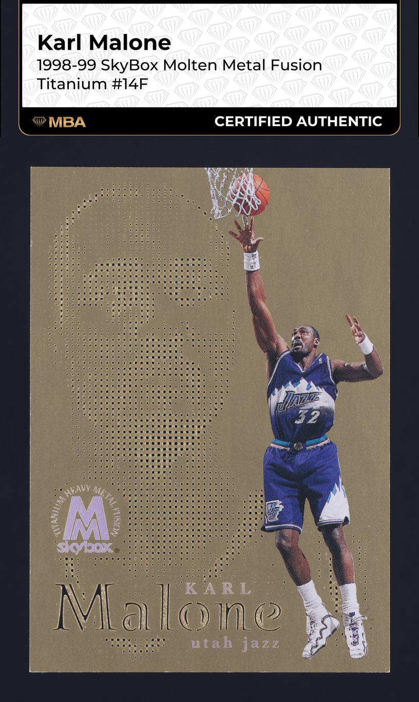 1998 Skybox Molten Metal Fusion Titanium Karl Malone #14F MBA AUTH