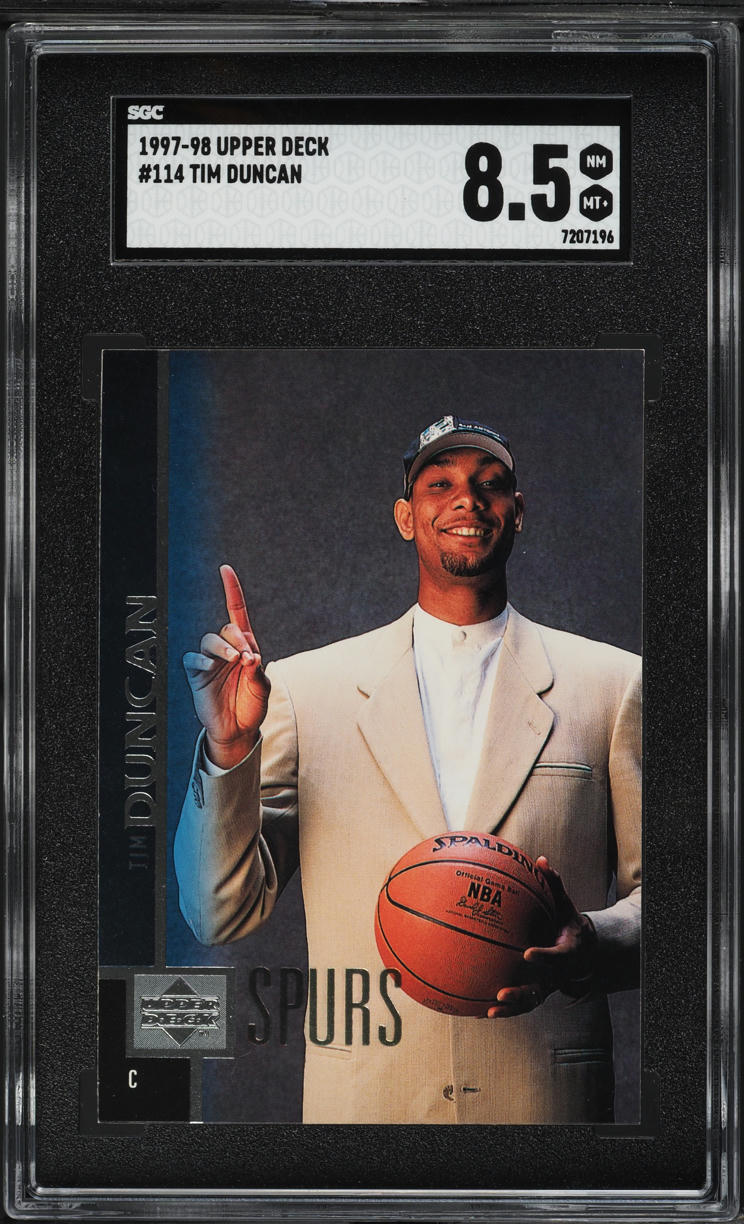1997 Upper Deck Basketball Tim Duncan ROOKIE #114 SGC 8.5 NM-MT+
