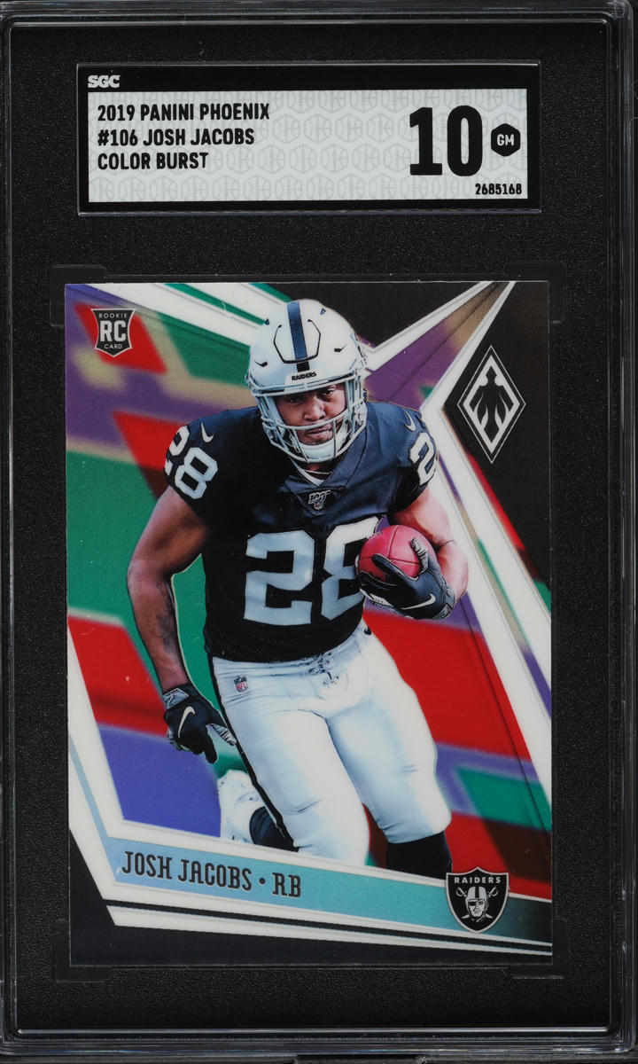 2019 Panini Phoenix Color Burst Josh Jacobs ROOKIE #106 SGC 10 GEM MINT