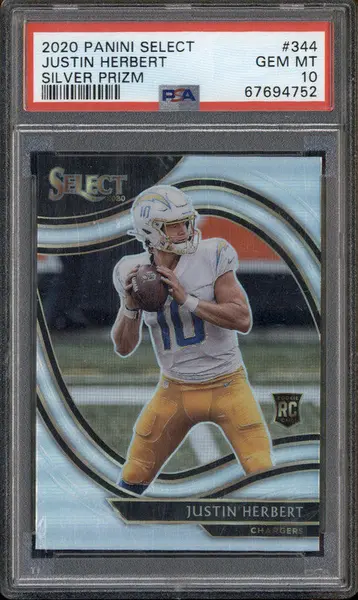 2020 Select Silver Prizm #344 Justin Herbert RC Rookie PSA 10