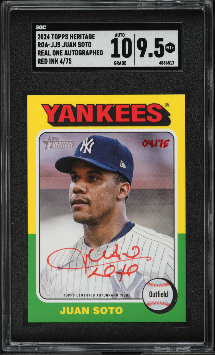 2024 Topps Heritage Real One Red Ink Juan Soto AUTO /75 #ROA-JJS SGC 9.5 MINT+