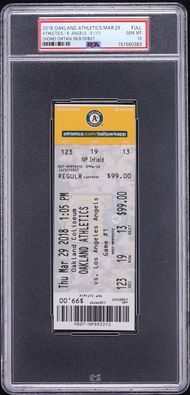 2018 Oakland A's vs. Los Angeles Angels Full Ticket Shohei Ohtani MLB Debut #FULL PSA 10 GEM