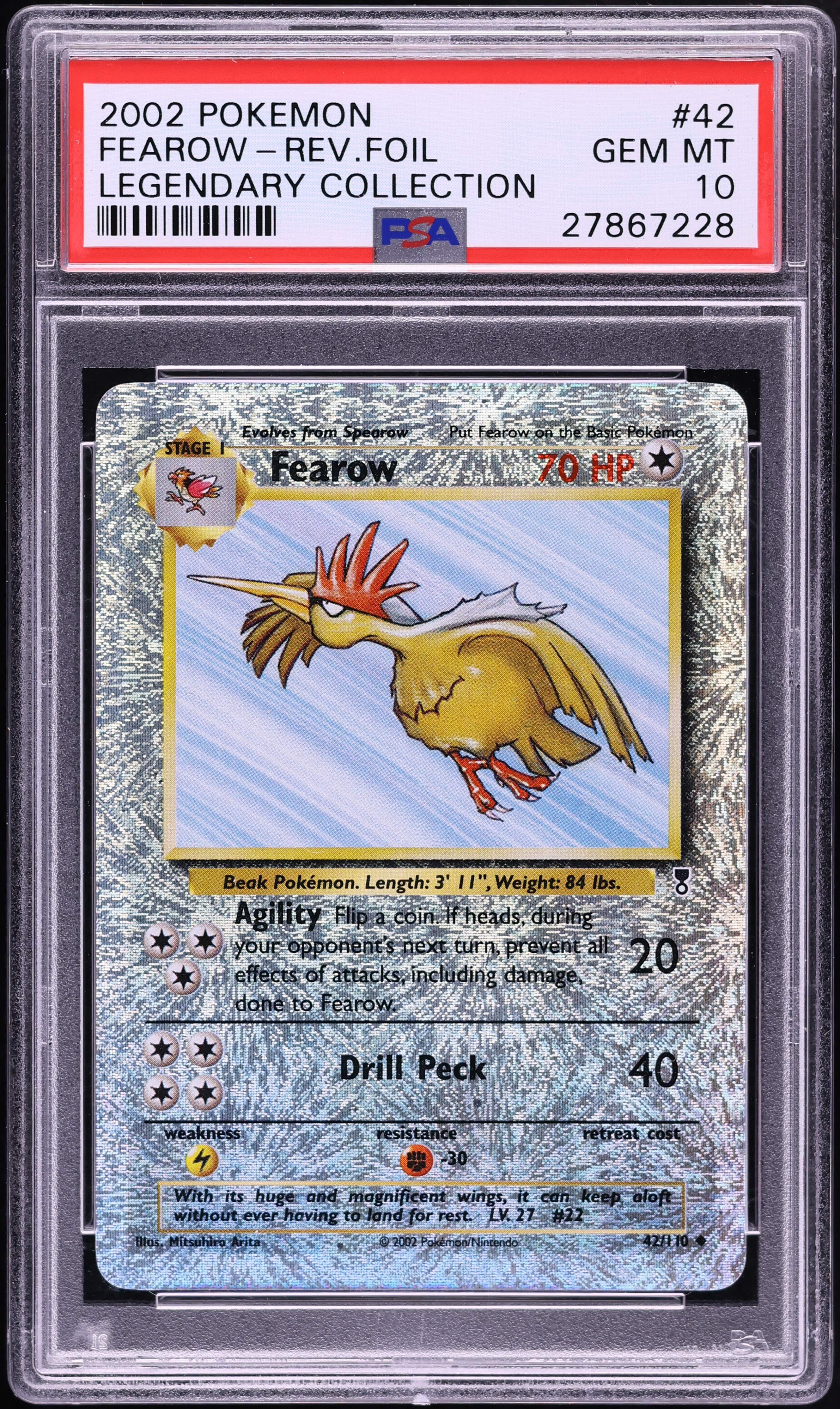 2002 Pokemon Legendary Collection Reverse Holo Fearow #42 PSA 10 GEM MINT