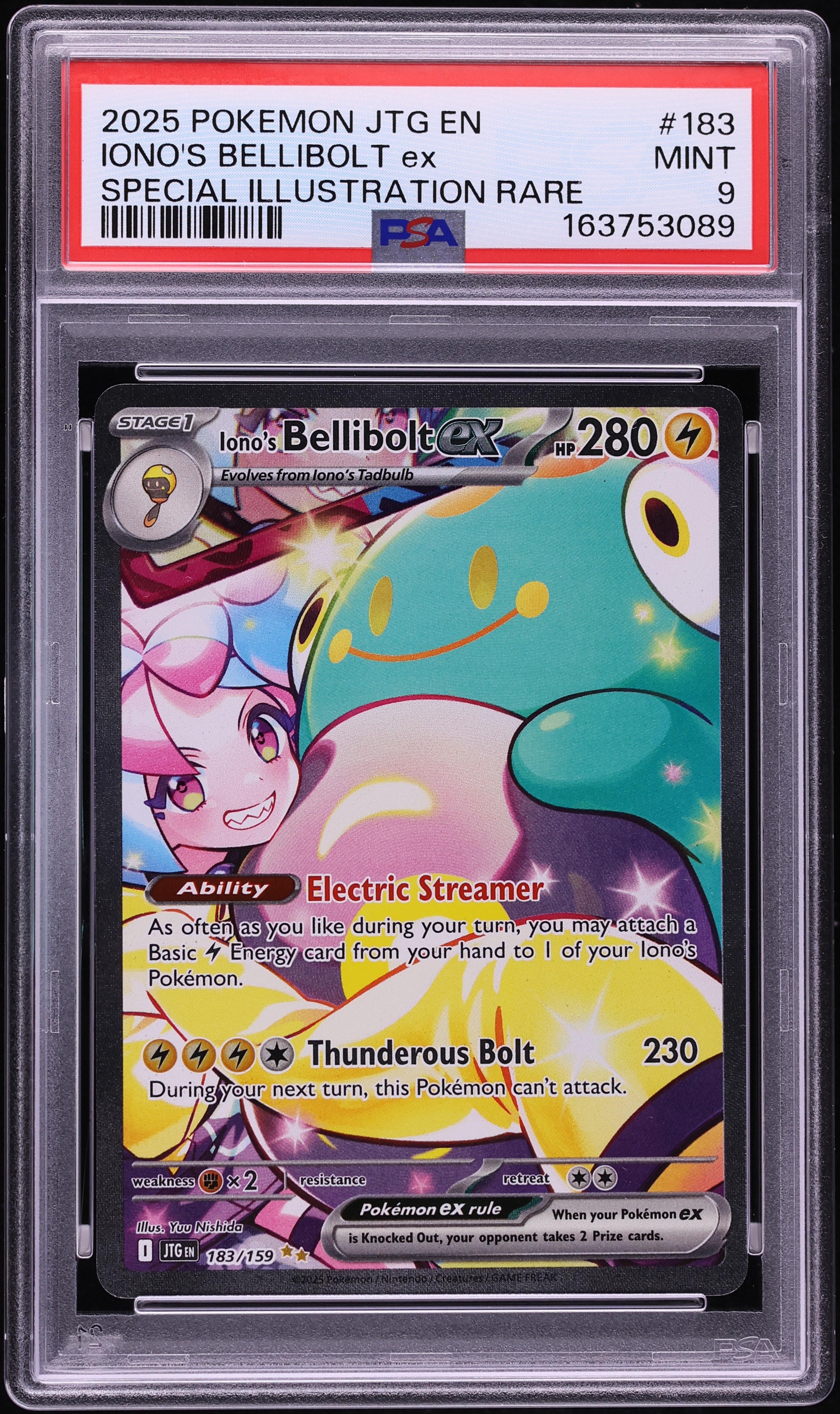 2025 Pokemon Scarlet & Violet Journey Together SIR Iono's Bellibolt Ex #183 PSA 9 MINT
