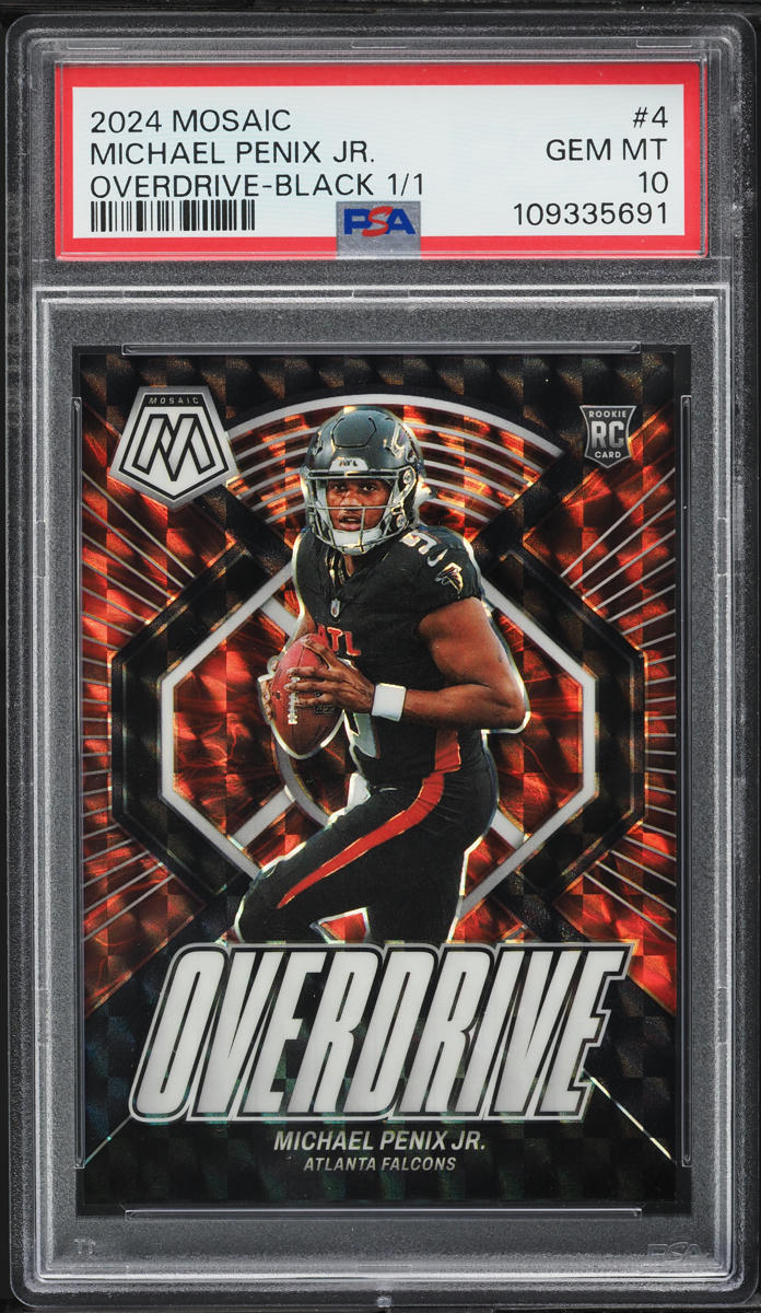 2024 Panini Mosaic Overdrive Black Michael Penix Jr. ROOKIE 1/1 #4 PSA 10 GEM