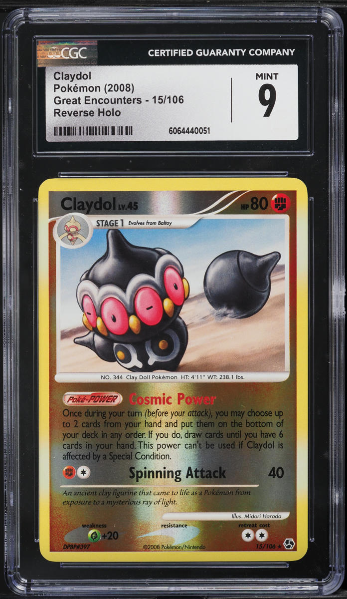 2008 Pokemon DP Great Encounters Reverse Holo Claydol #15 CGC 9 MINT