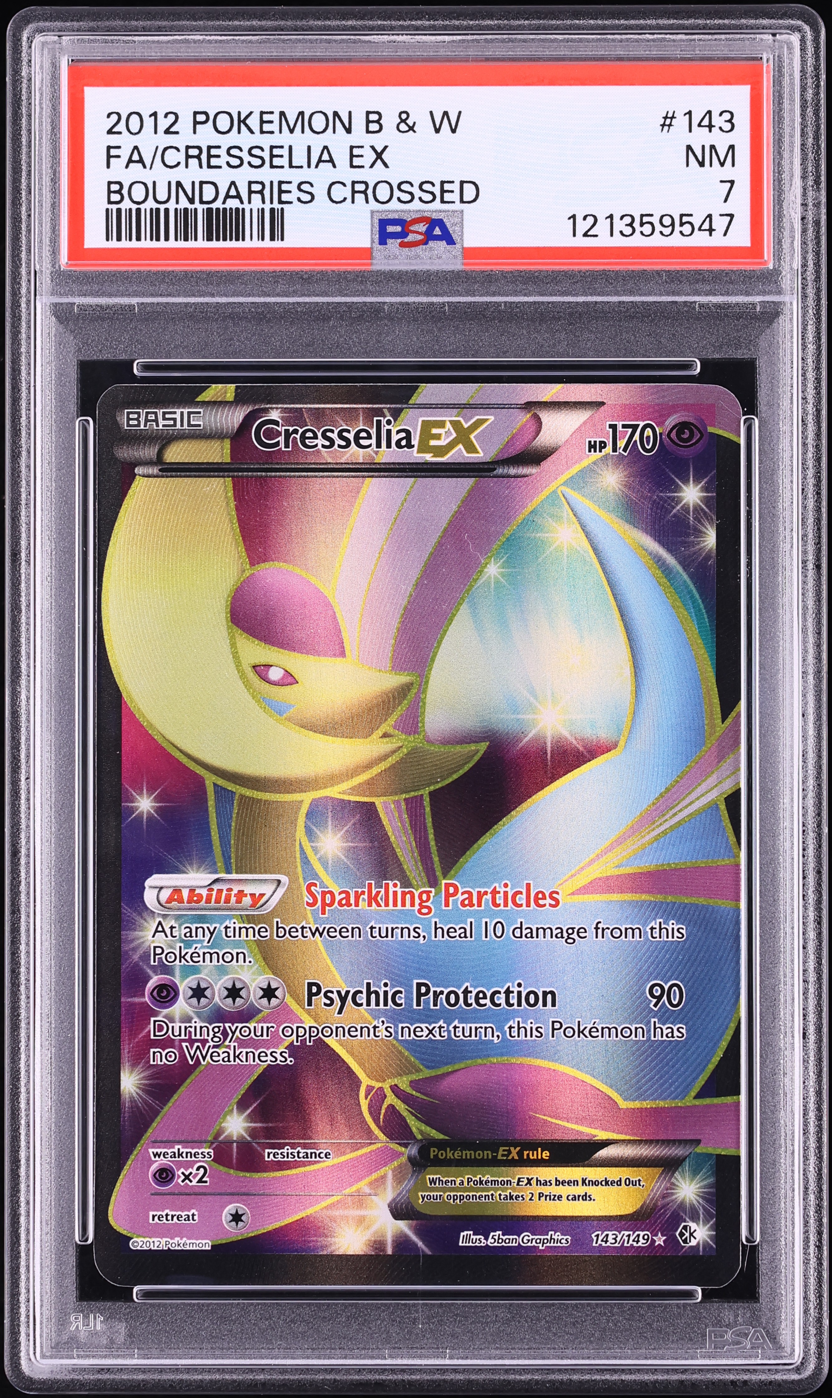 2012 Pokemon Black & White Boundaries Crossed Full Art Cresselia EX #143 PSA 7 NRMT