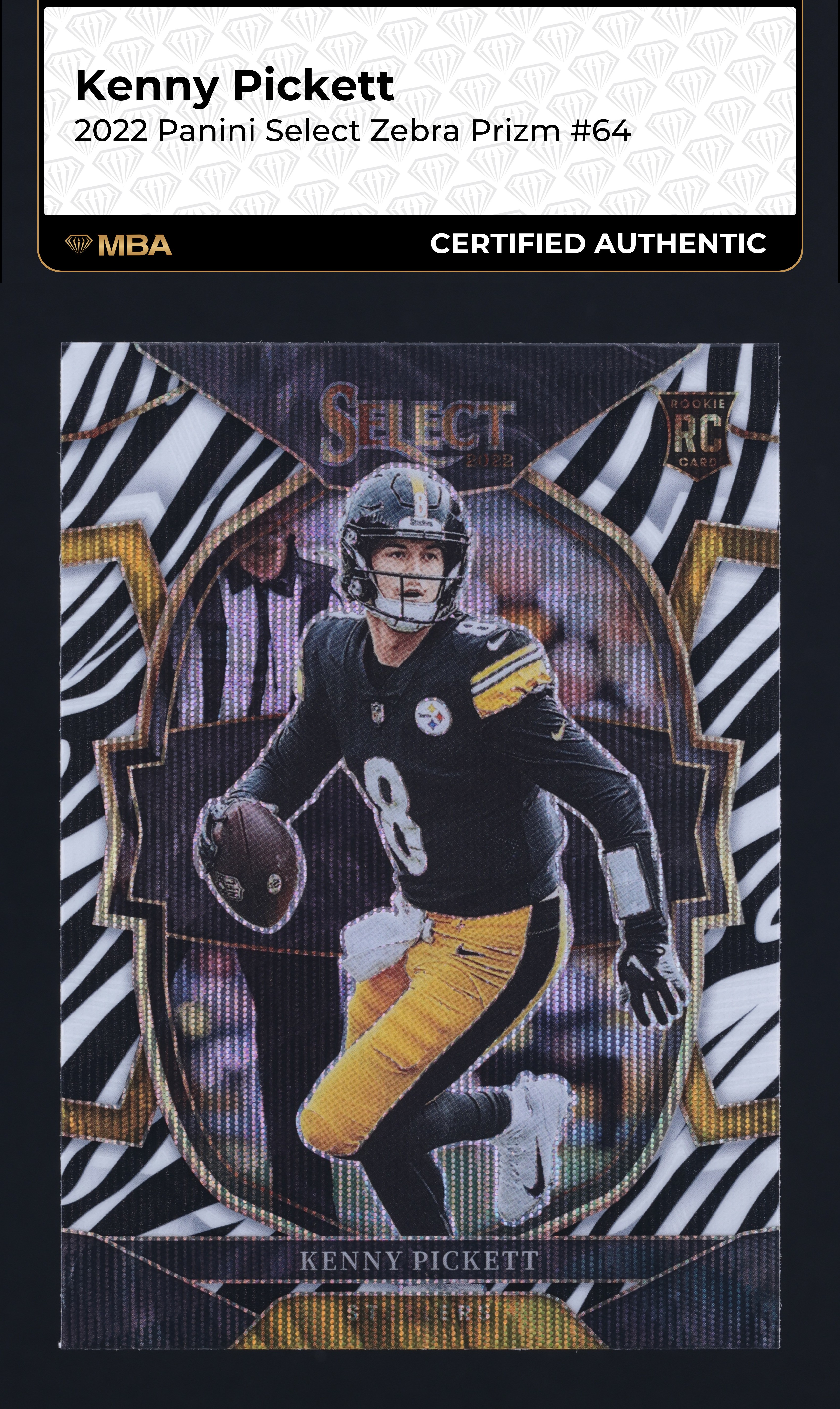2022 Select Concourse Zebra Prizm Kenny Pickett ROOKIE #64 MBA AUTH