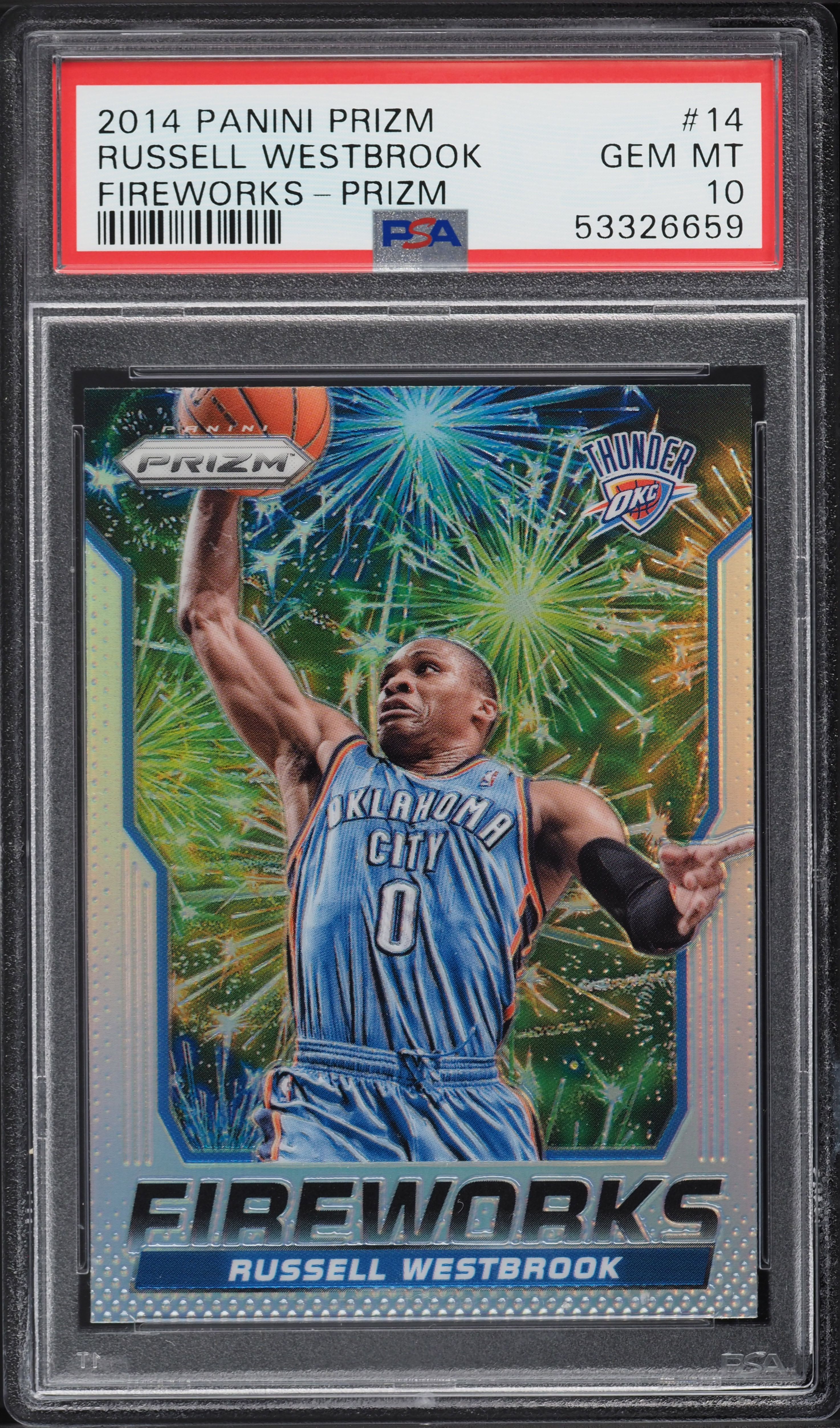 2014 Panini Prizm Fireworks Silver Russell Westbrook #14 PSA 10 GEM MINT