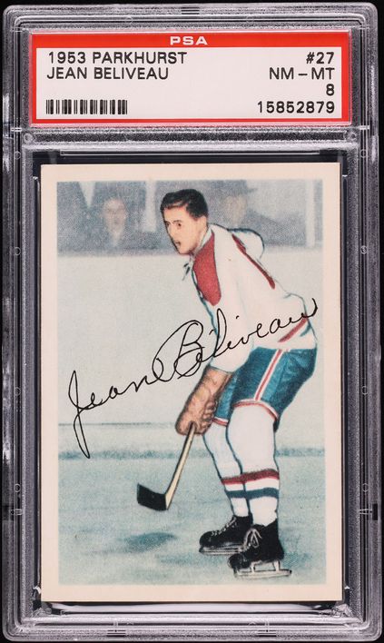 1953 Parkhurst Hockey Jean Beliveau ROOKIE #27 PSA 8 NM-MT
