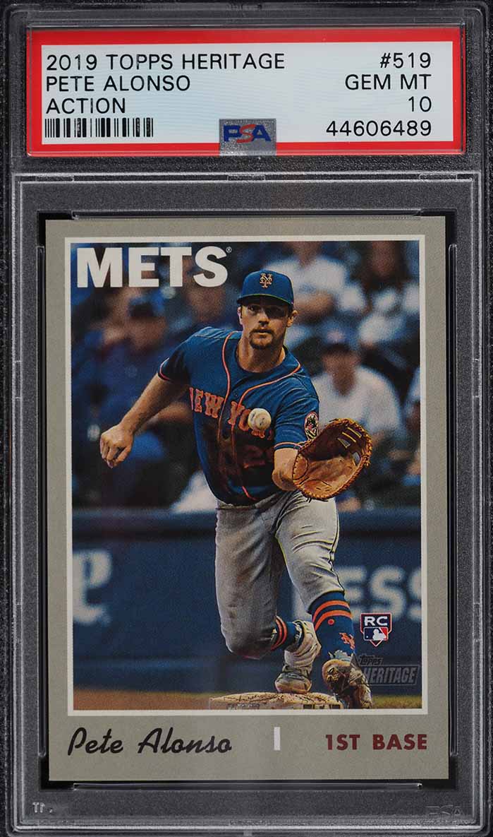 2019 Topps Heritage Action Pete Alonso ROOKIE #519 PSA 10 GEM MINT