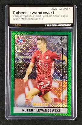 2020 Topps Merlin Chrome UEFA Green Mojo Refractor Robert Lewandowski /99 #75 MBA AUTH