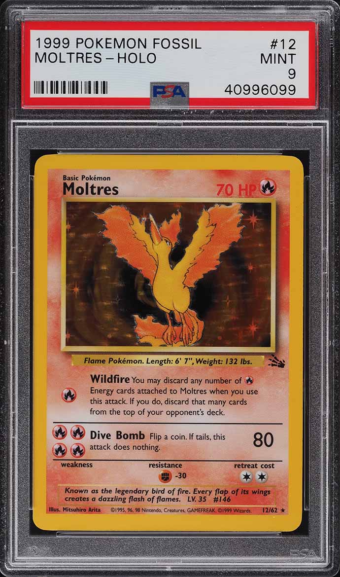 1999 Pokemon Fossil Holo Moltres #12 PSA 9 MINT