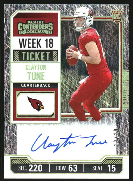 2023 Contenders Week 18 Ticket #106 Clayton Tune Autograph RC Auto /18