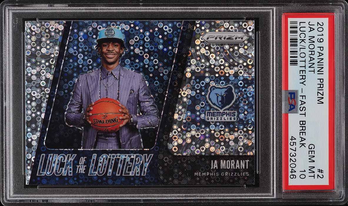 2019 Panini Prizm Luck Of Lottery Fast Break Ja Morant ROOKIE RC #2 PSA 10 GEM
