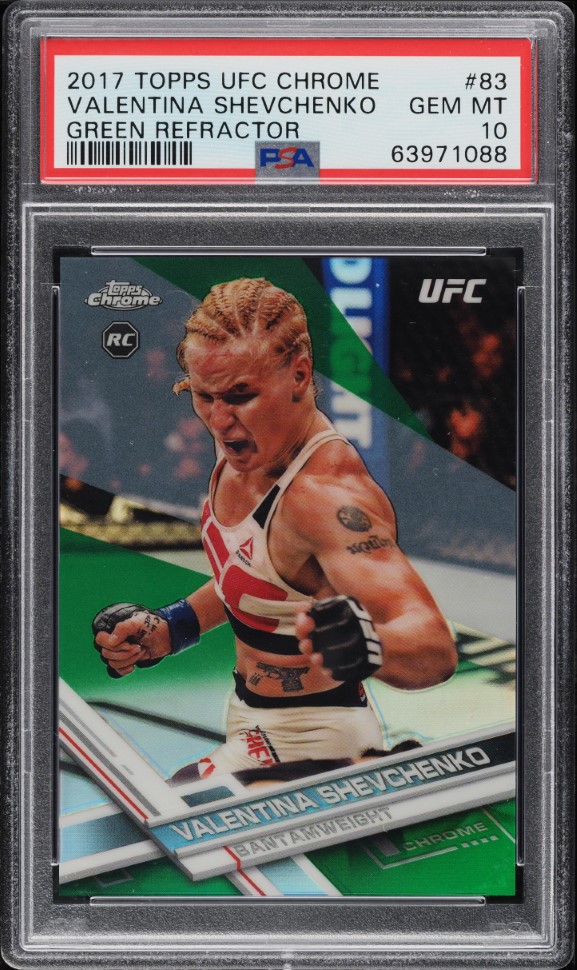 2017 Topps UFC Chrome Green Refractor Valentina Shevchenko ROOKIE /99 #83 PSA 10