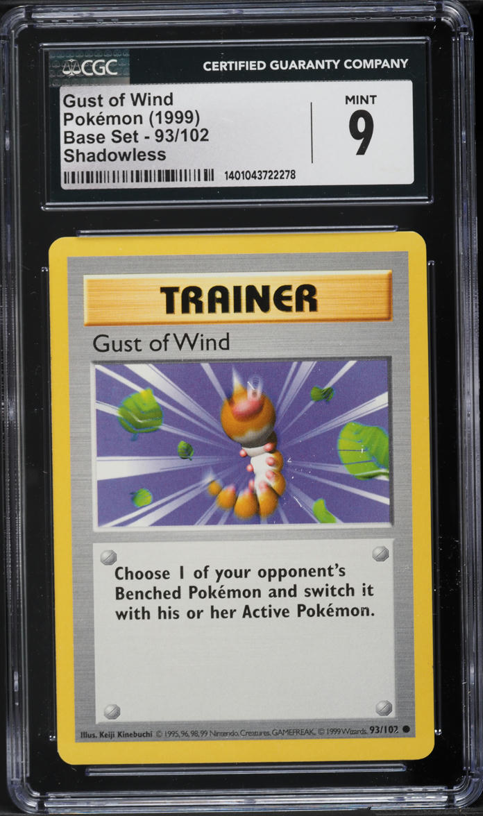 1999 Pokemon Base Set Shadowless Gust Of Wind #93 CGC 9 MINT