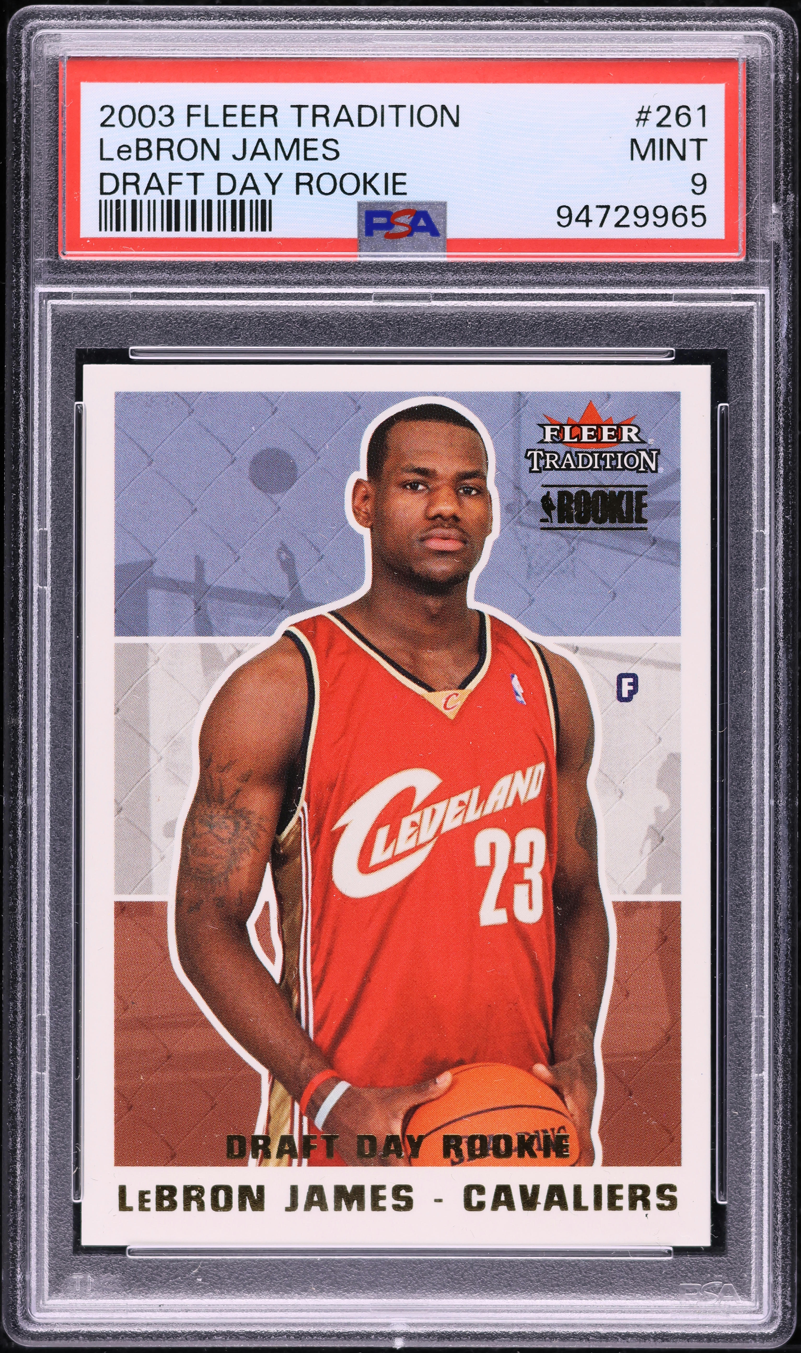 2003 Fleer Tradition Draft Day LeBron James ROOKIE /375 #261 PSA 9 MINT