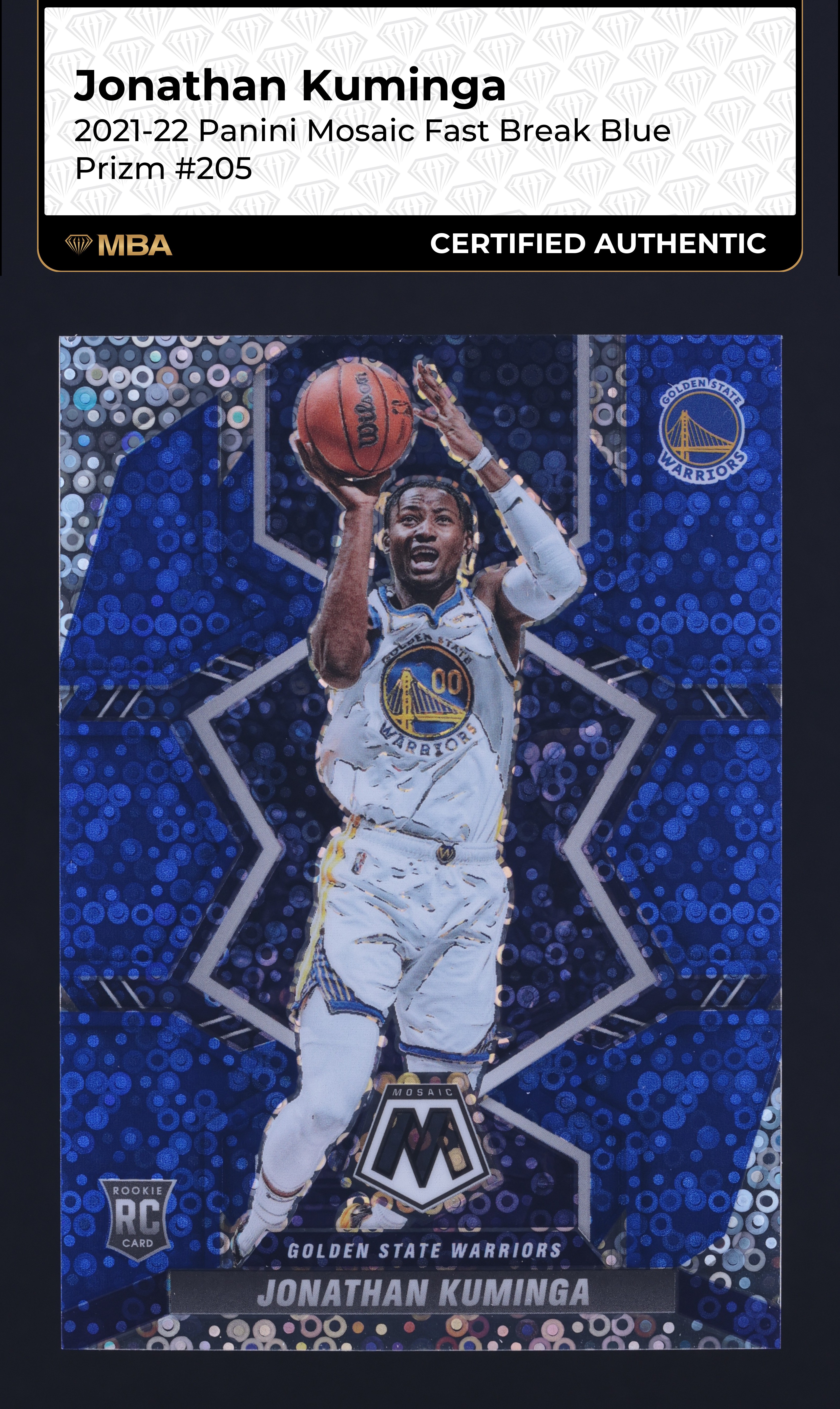 2021 Panini Mosaic Fast Break Blue Jonathan Kuminga ROOKIE /85 #205 MBA AUTH