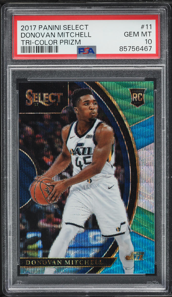 2017 Select Concourse Tri-Color Prizm Donovan Mitchell ROOKIE #11 PSA 10 GEM