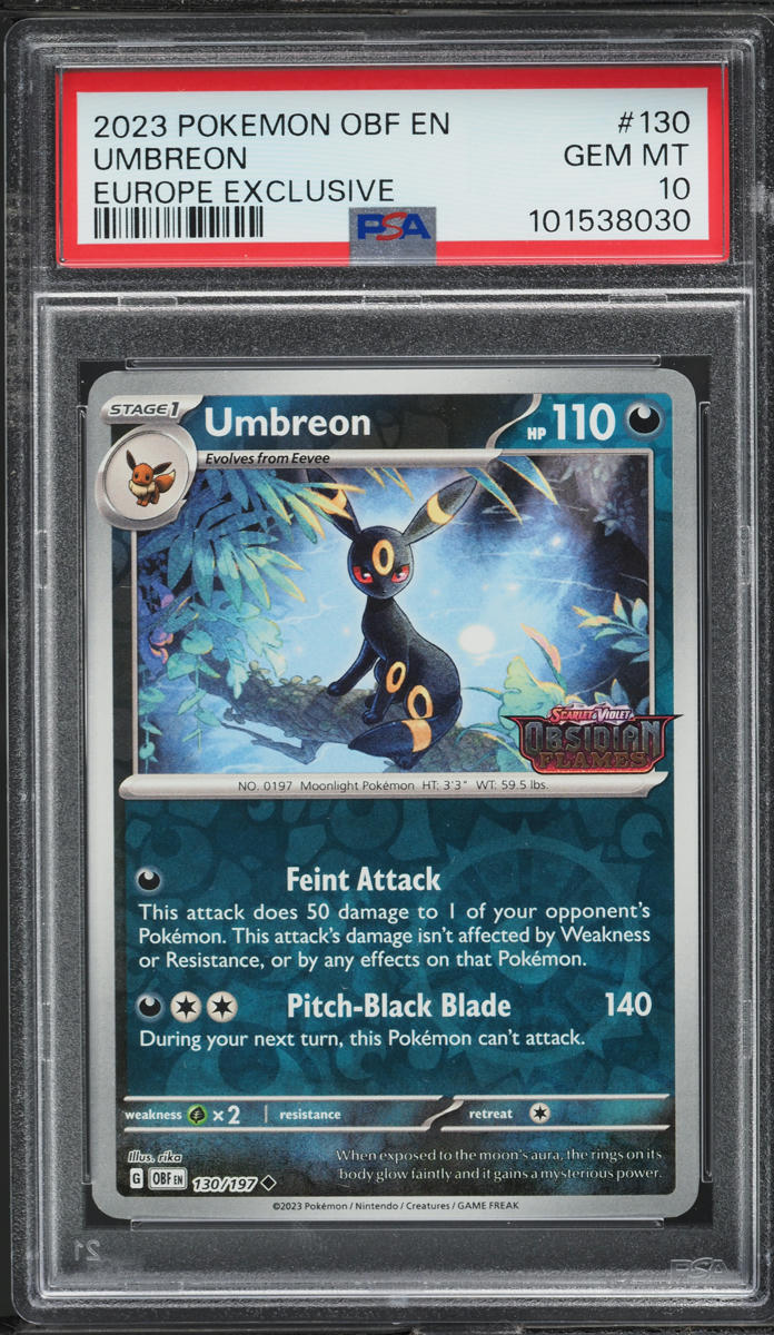 2023 Pokemon SV Obsidian Flames Europe Exclusive Umbreon #130 PSA 10 GEM MINT