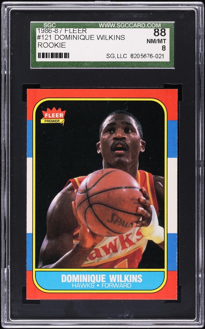 1986 Fleer Basketball Dominique Wilkins ROOKIE #121 SGC 8 NM-MT