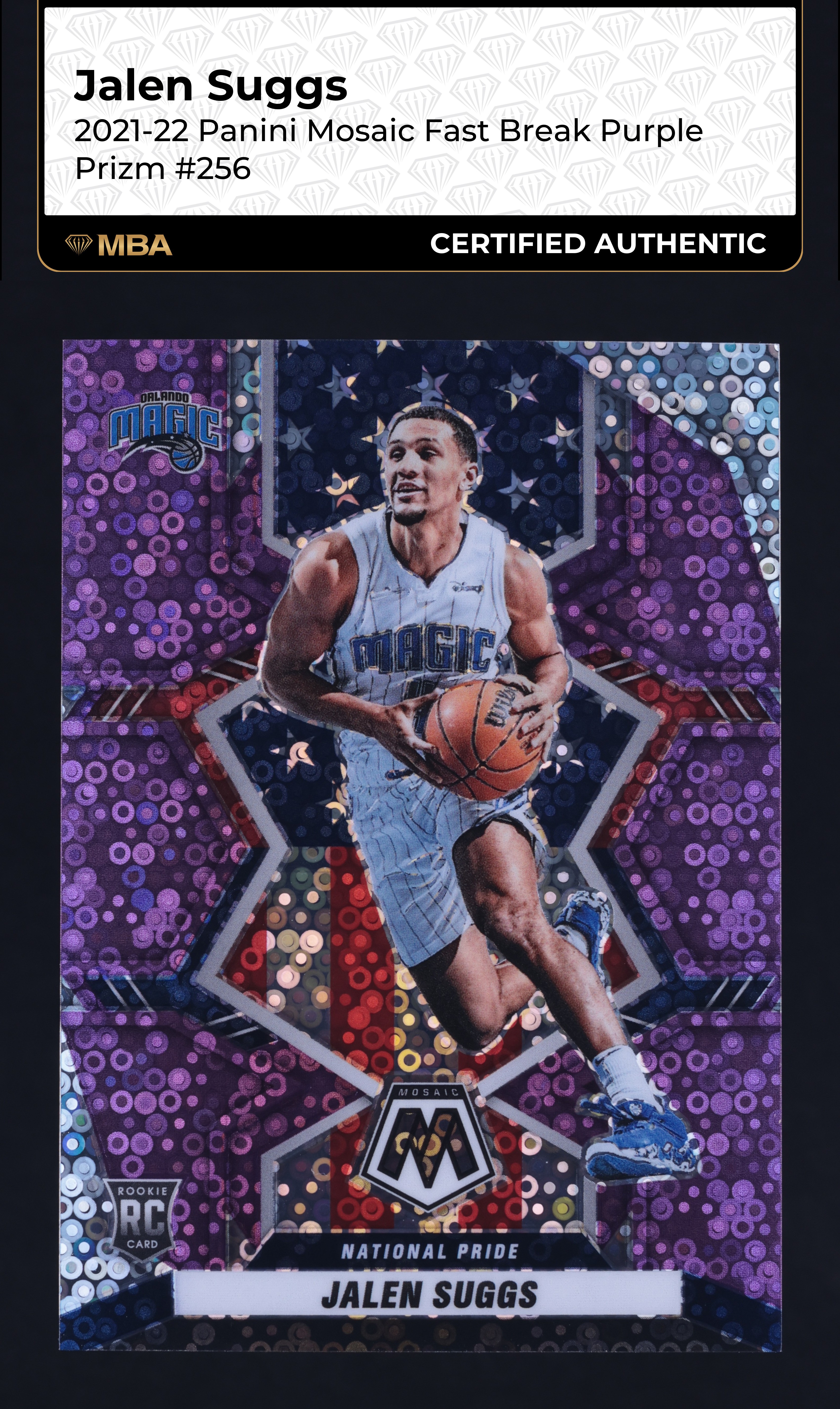 2021 Panini Mosaic Fast Break Purple Jalen Suggs ROOKIE /50 #256 MBA AUTH