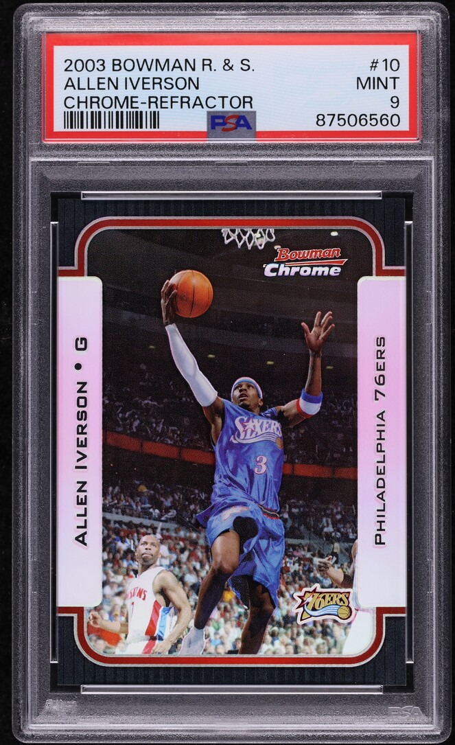 2003 Bowman Chrome Rookies & Stars Refractor Allen Iverson /300 #10 PSA 9 MINT