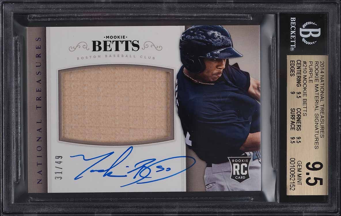 2014 National Treasures Purple Mookie Betts ROOKIE PATCH AUTO /49 210