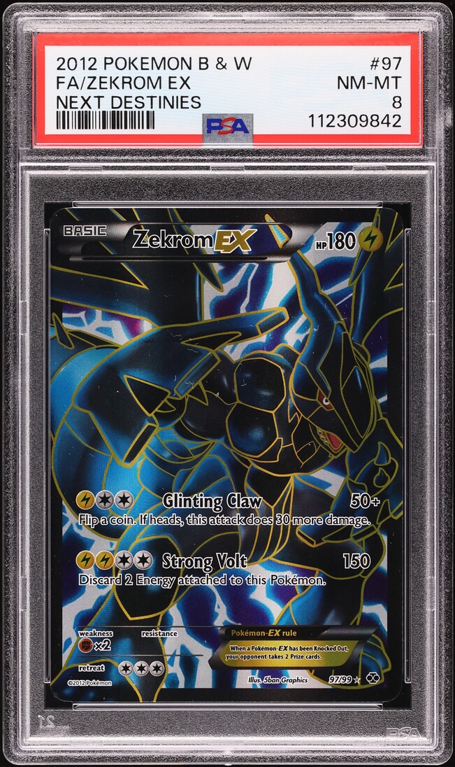2012 Pokemon Black & White Next Destinies Full Art Zekrom EX #97 PSA 8 NM-MT