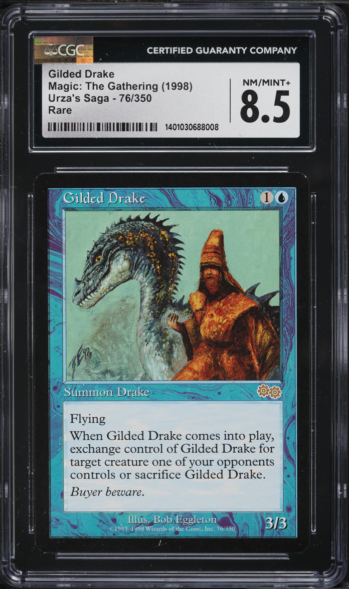 1998 Magic The Gathering MTG Urza's Saga Gilded Drake #76 CGC 8.5 NM-MT+