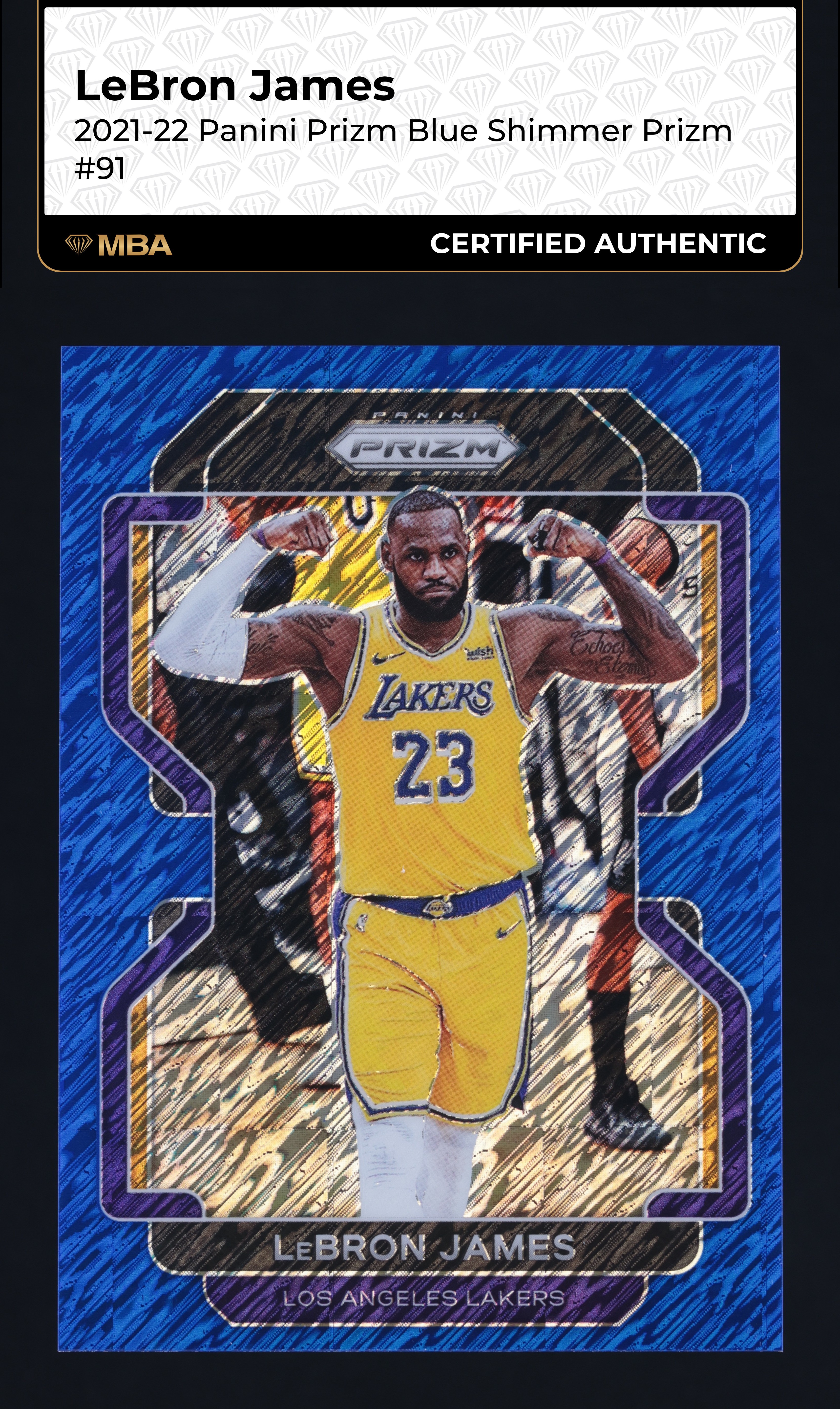 2021 Panini Prizm Blue Shimmer LeBron James /30 #91 MBA AUTH