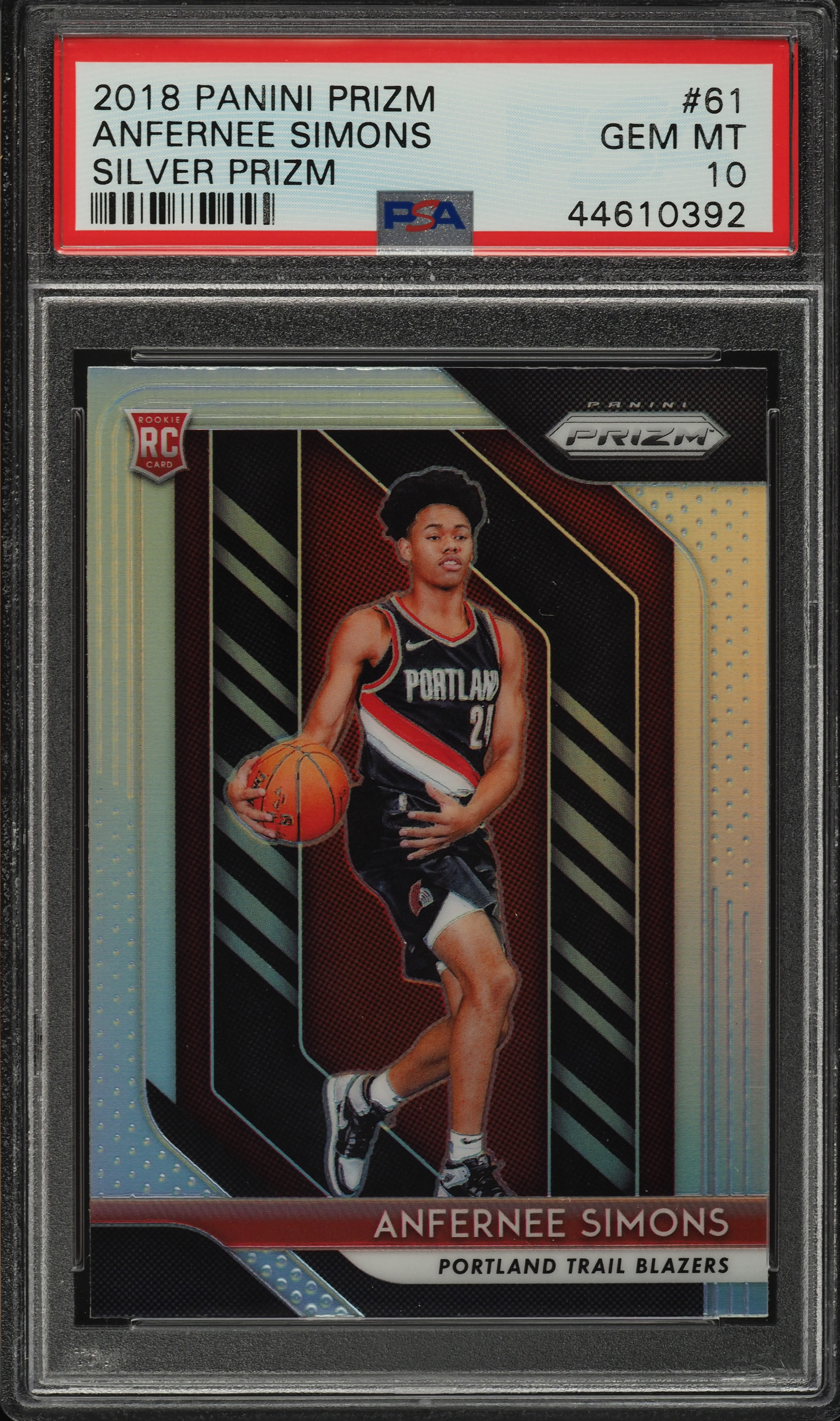 2018 Panini Prizm Silver Prizms Anfernee Simons ROOKIE RC #61 PSA 10 GEM MINT