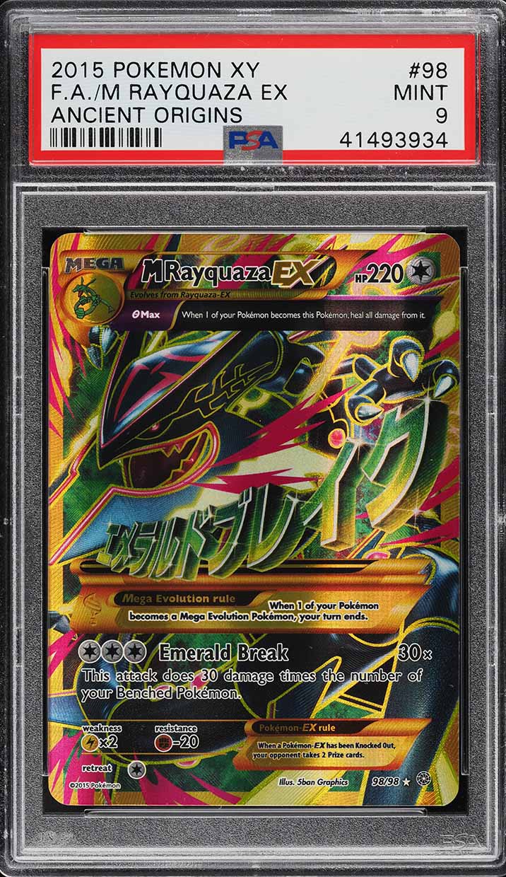 2015 Pokemon XY Ancient Origins Full Art M Rayquaza EX #98 PSA 9 MINT
