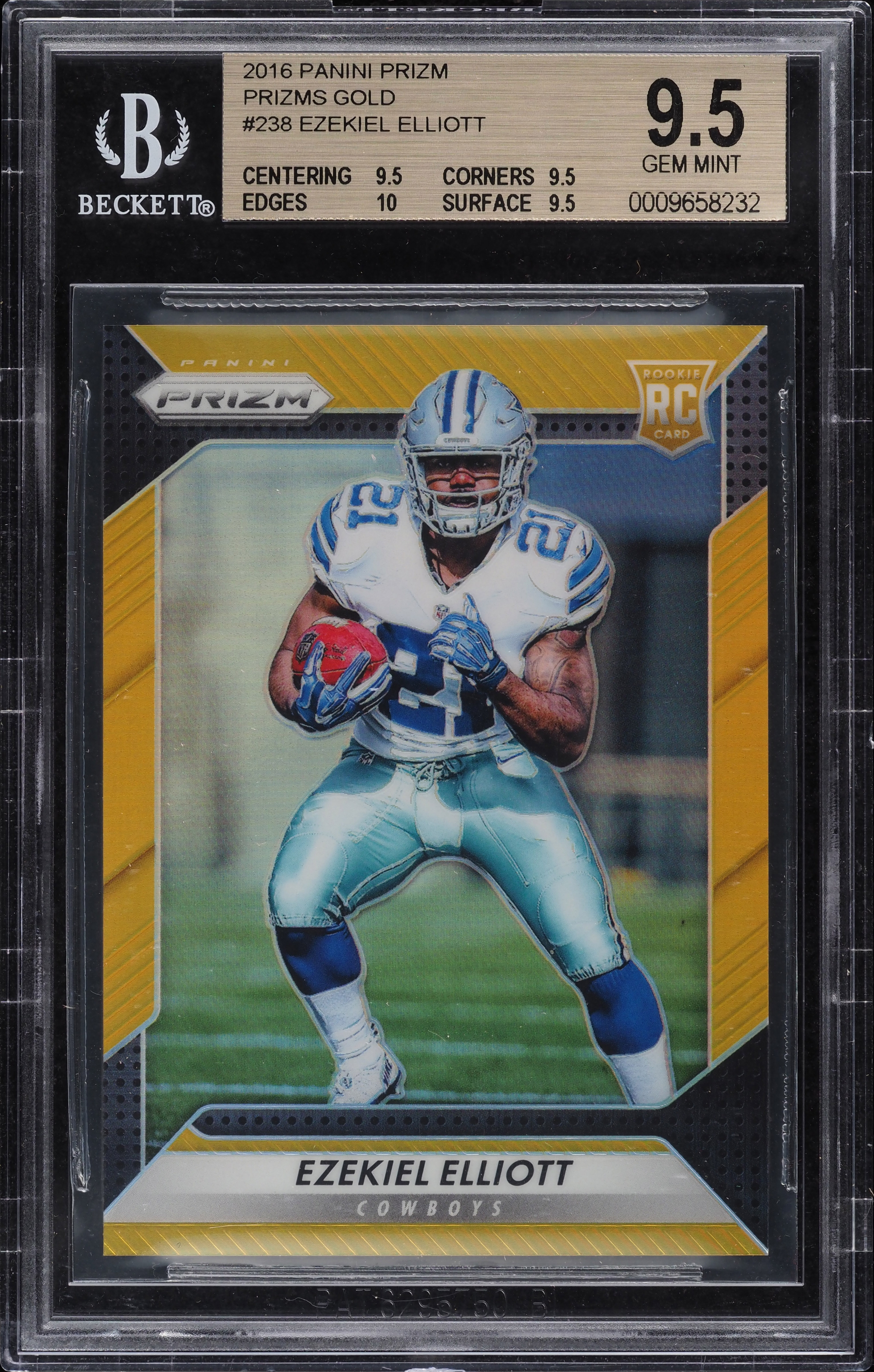 2016 Panini Prizm Gold Prizms Ezekiel Elliott ROOKIE 10/10 #238 BGS 9.5 GEM MINT