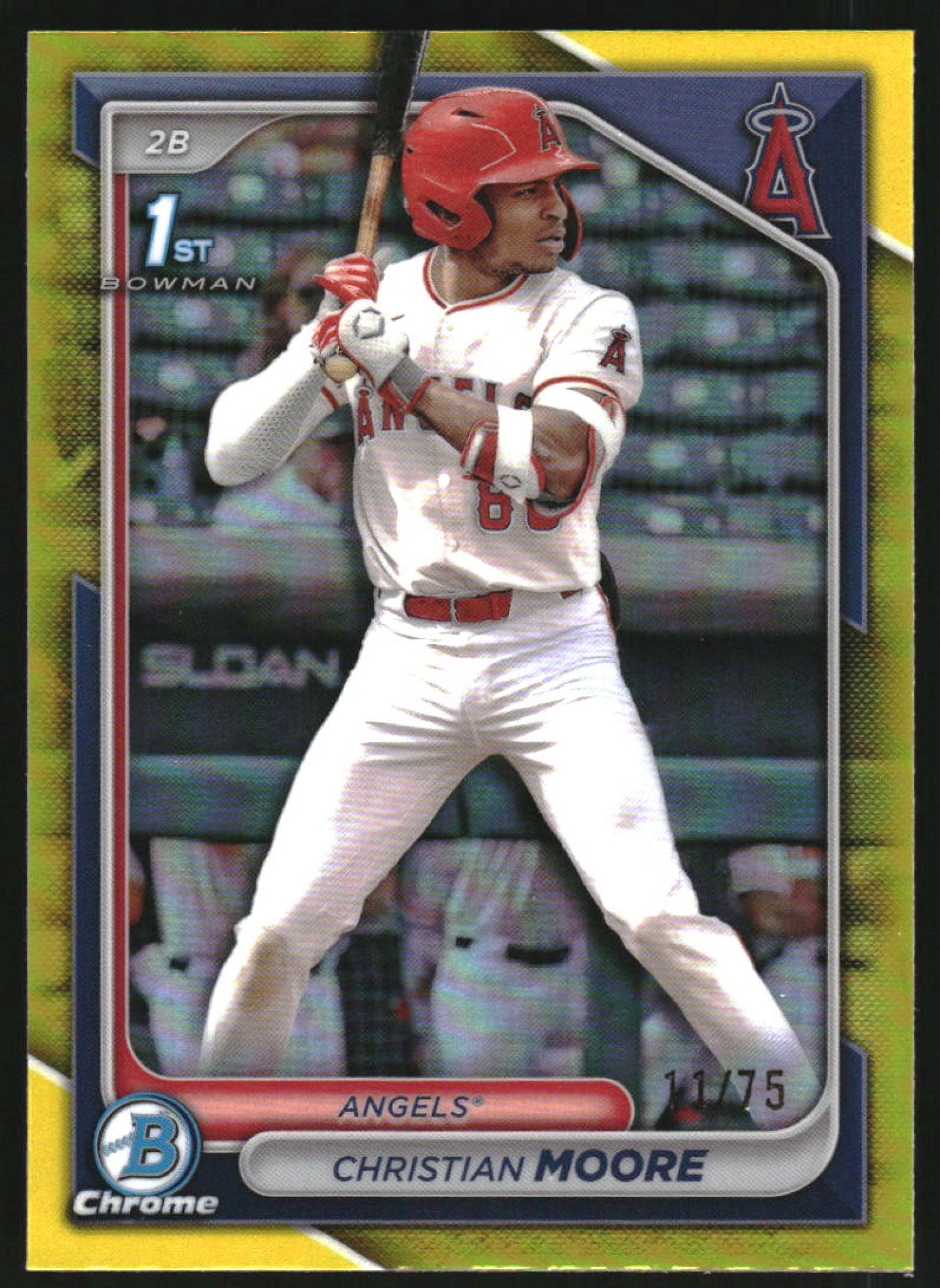 2024 Bowman Draft Chrome Yellow Refractor #BDC-13 Christian Moore RC /75