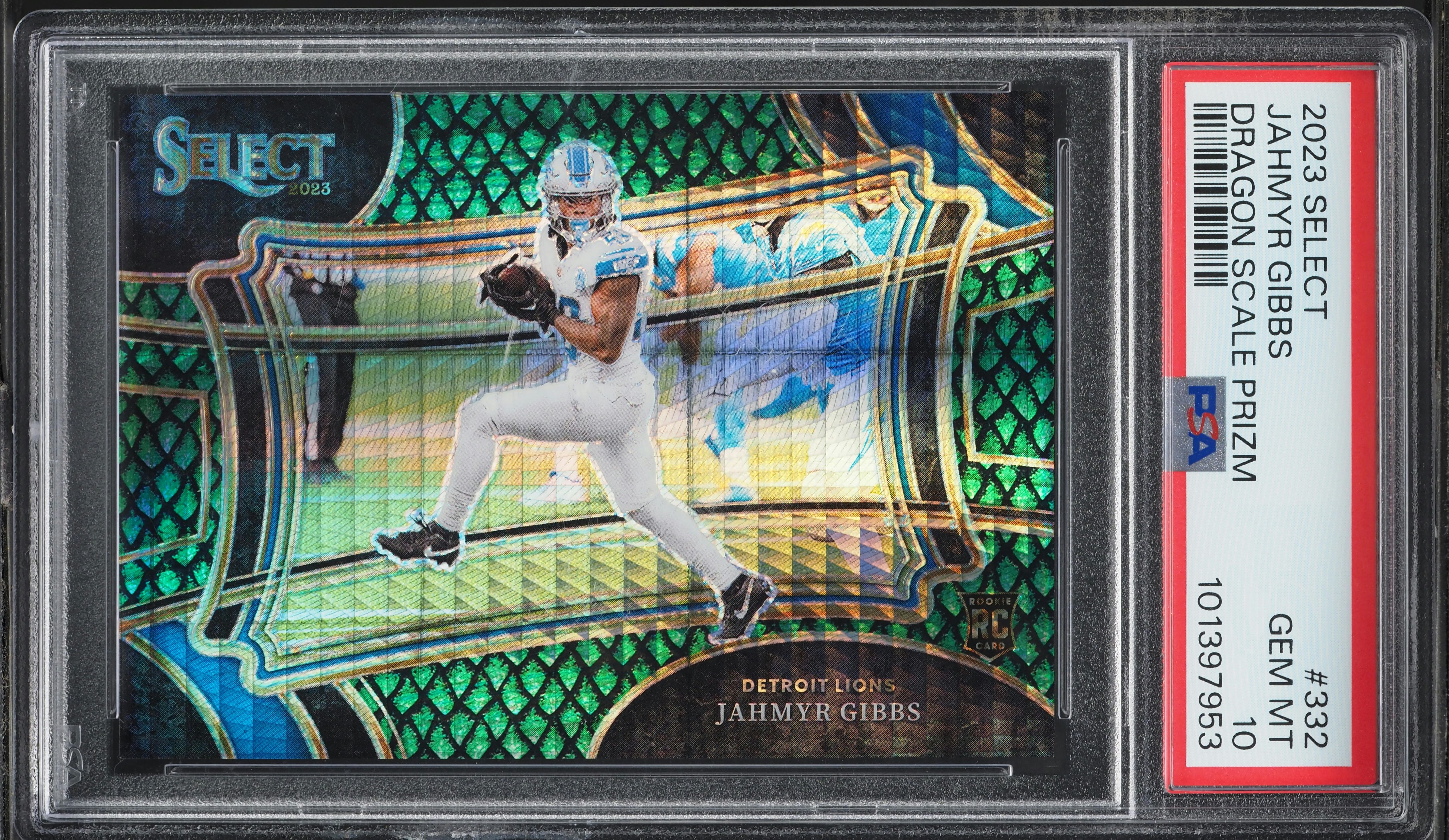 2023 Select Dragon Scale Prizm Jahmyr Gibbs ROOKIE /70 #332 PSA 10 GEM MINT