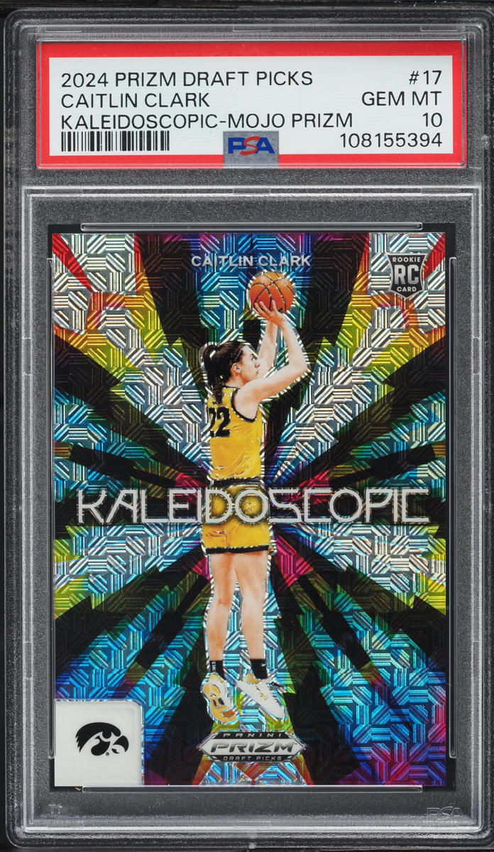 2024 Panini Prizm Draft Picks Kaleidoscopic Mojo Caitlin Clark RC /25 #17 PSA 10
