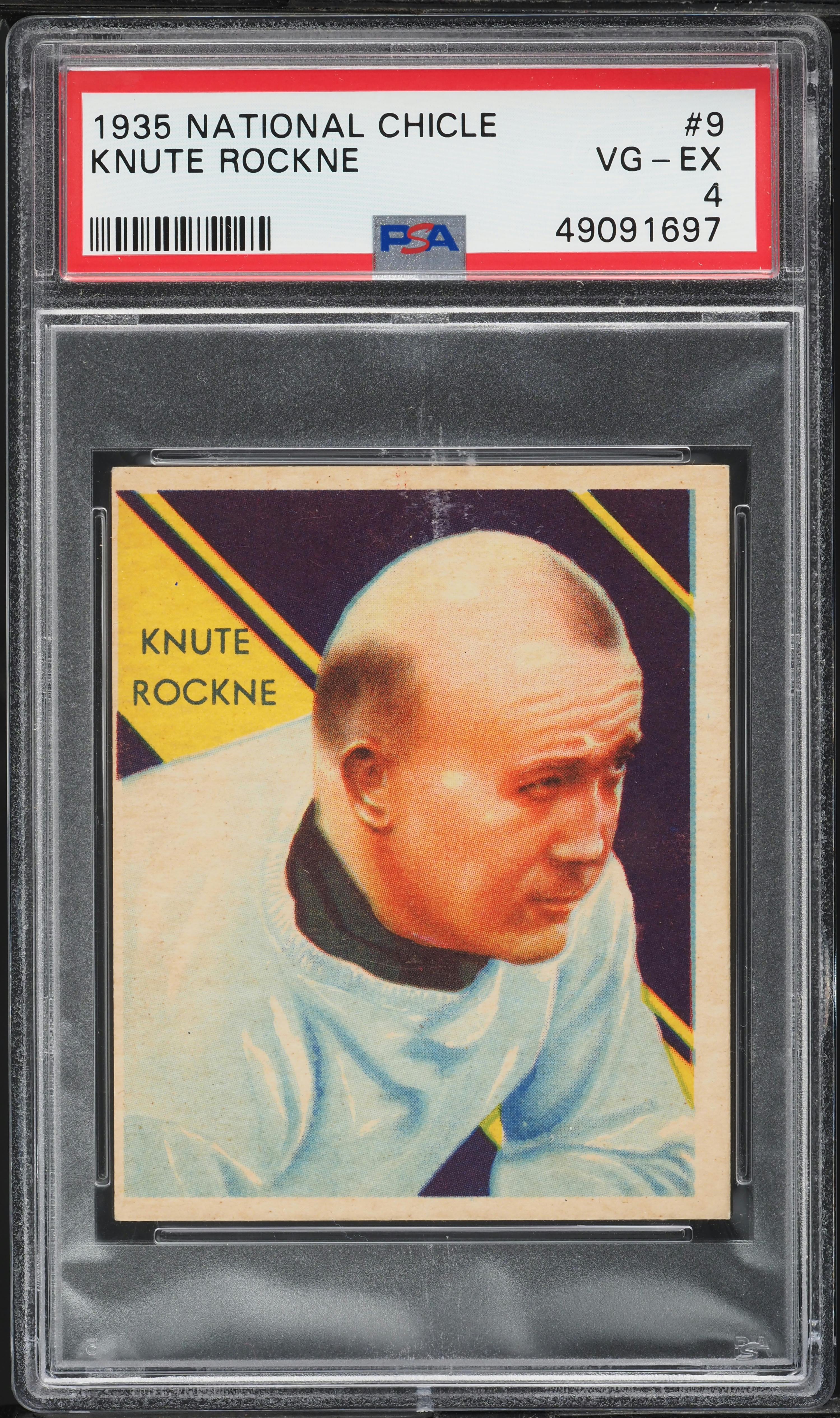 1935 National Chicle Football Knute Rockne #9 PSA 4 VGEX