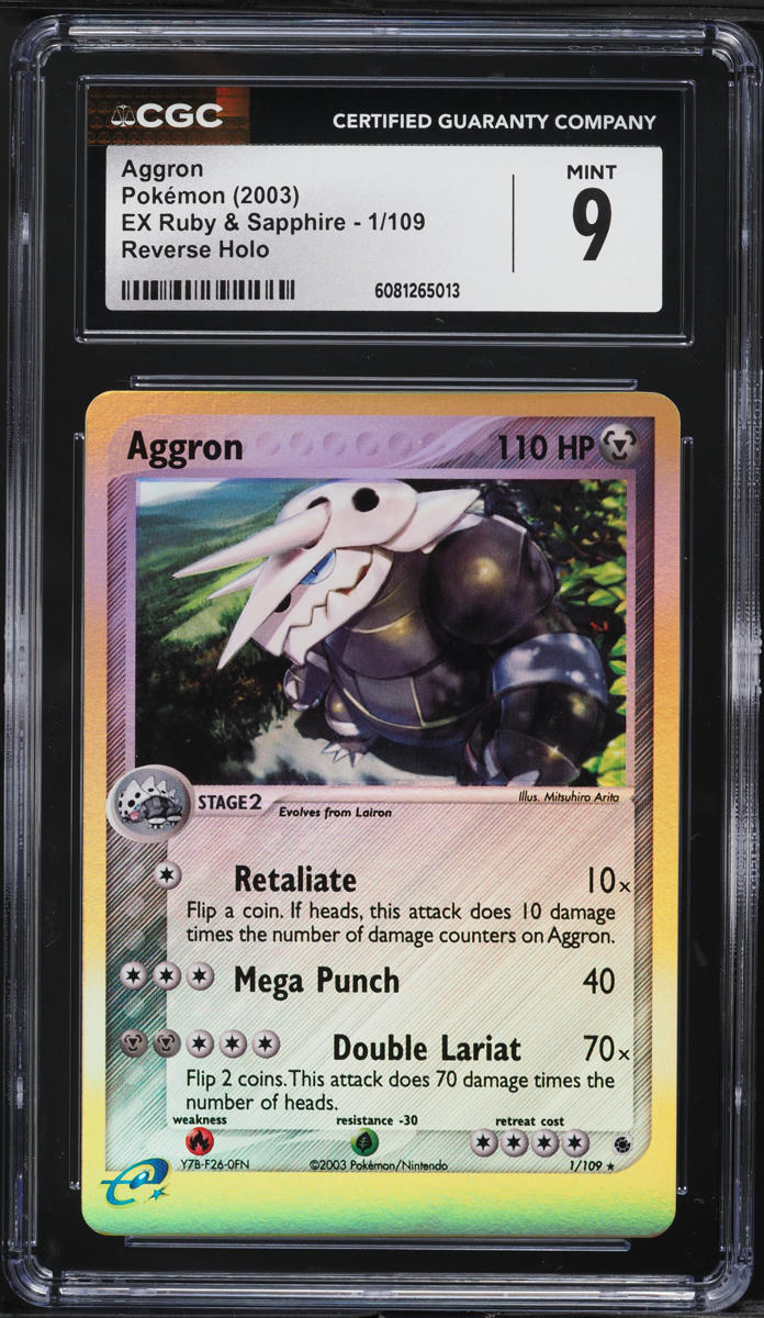 2003 Pokemon EX Ruby & Sapphire Reverse Holo Aggron #1 CGC 9 MINT