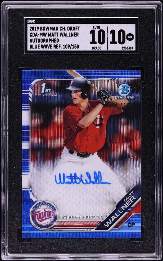 2019 Bowman Chrome Blue Wave Ref Matt Wallner PROSPECT AUTO /150 #CDA-MW SGC 10