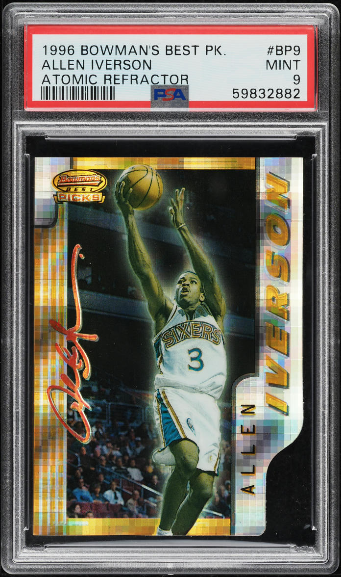 1996 Bowman's Best Atomic Refractor Allen Iverson ROOKIE #BP9 PSA 9 MINT