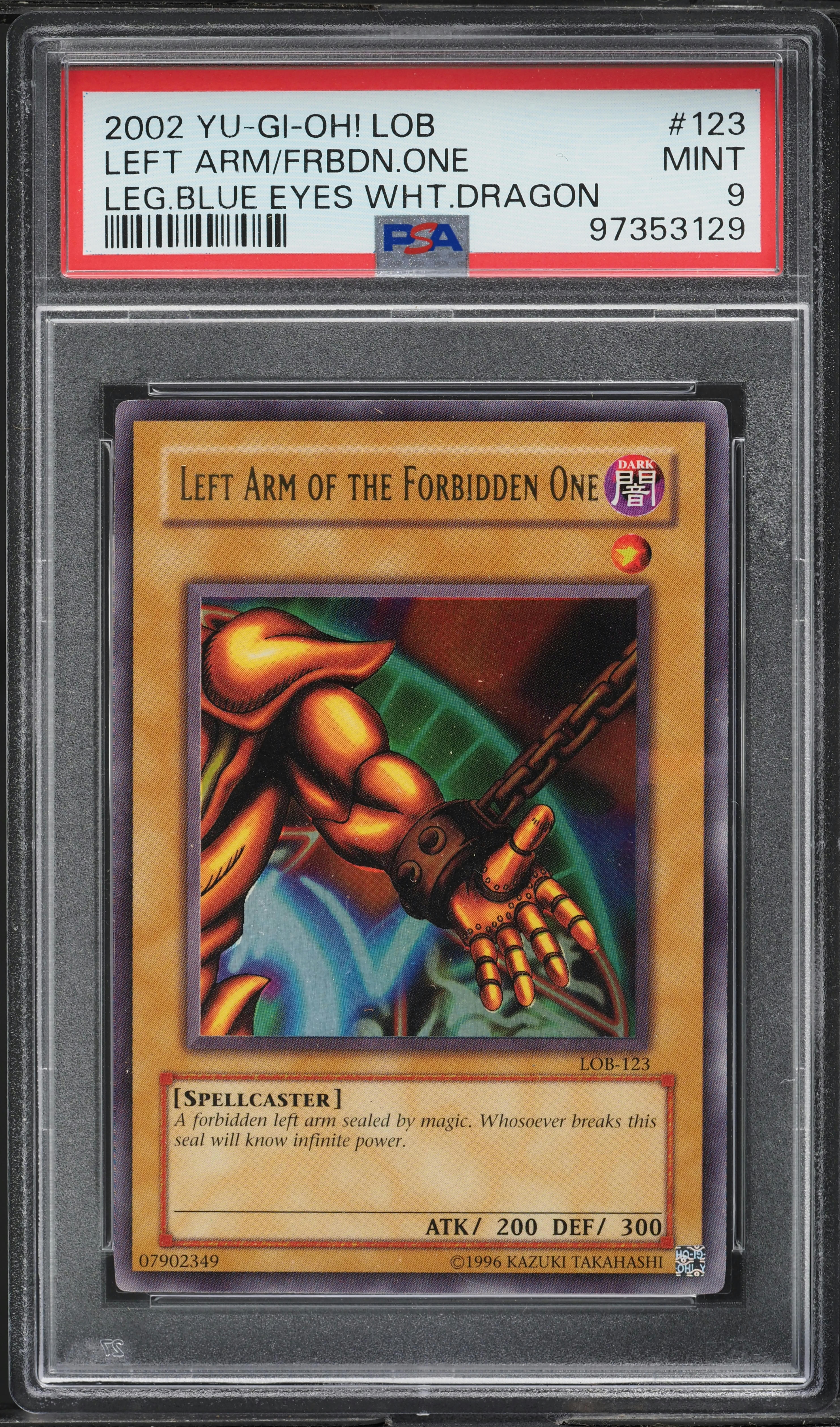 2002 Yu-Gi-Oh! Legend Of Blue-Eyes Left Arm Of The Forbidden One #LOB-123 PSA 9