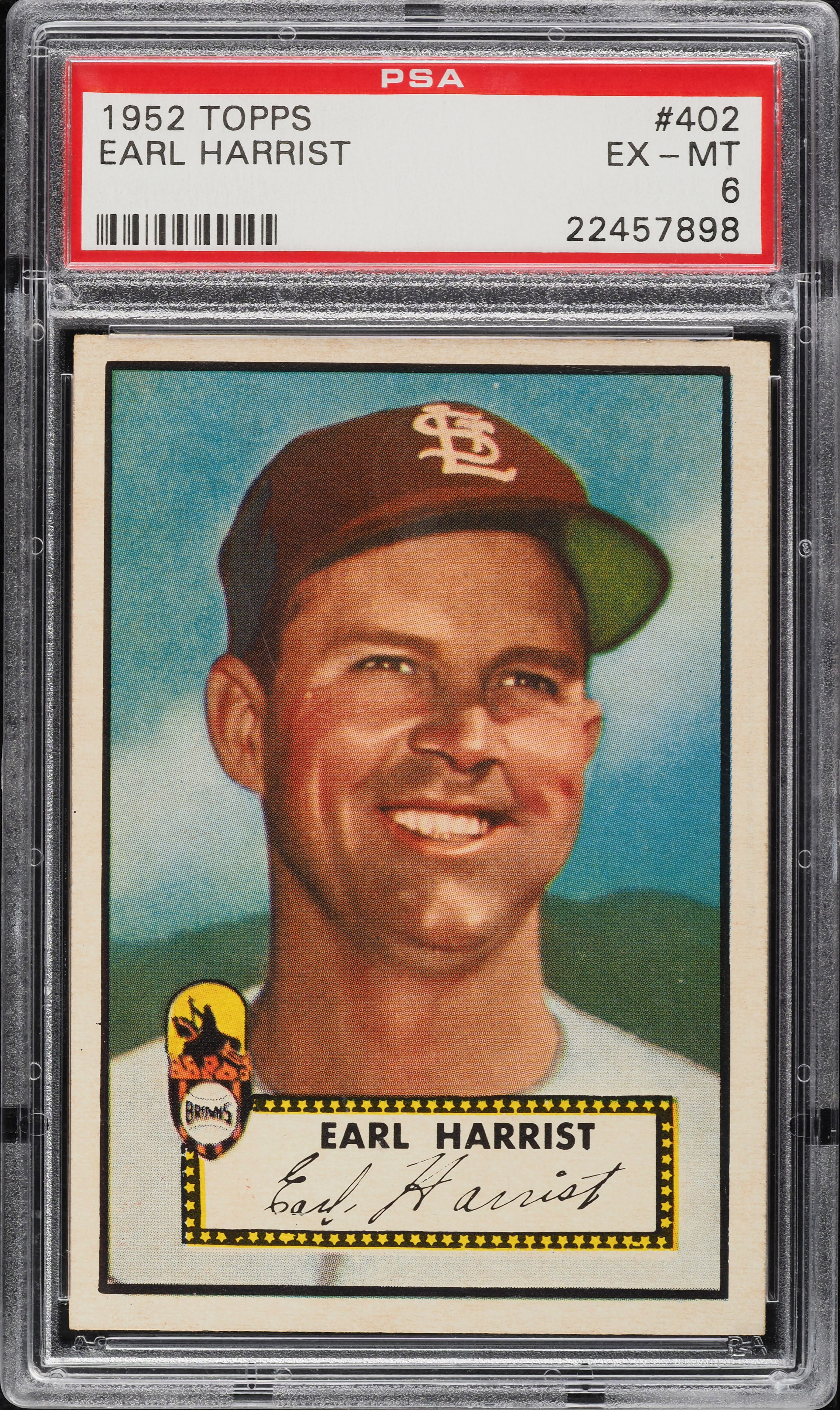 1952 Topps Earl Harrist #402 PSA 6 EXMT