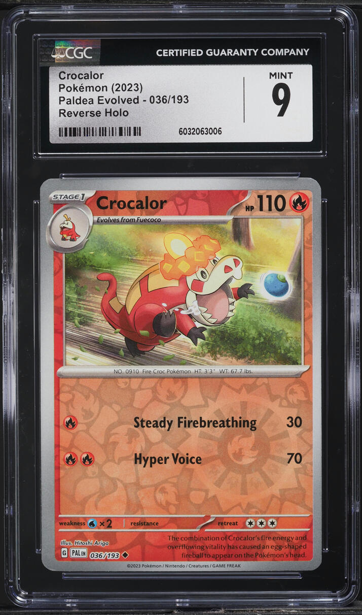 2023 Pokemon SV Paldea Evolved Reverse Holo Crocalor #36 CGC 9 MINT