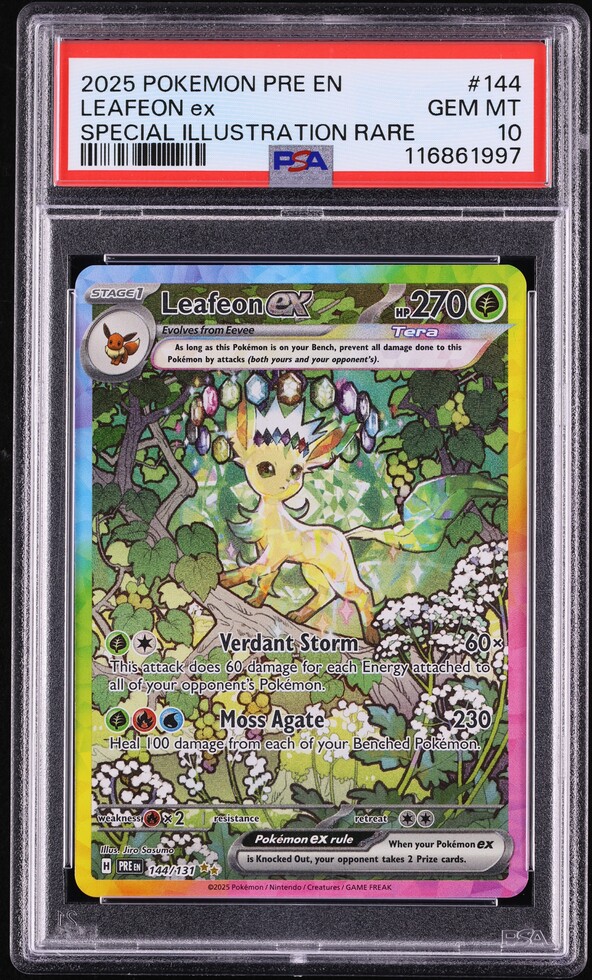 2025 Pokemon SV Prismatic Evolutions SIR Leafeon ex #144 PSA 10 GEM MINT