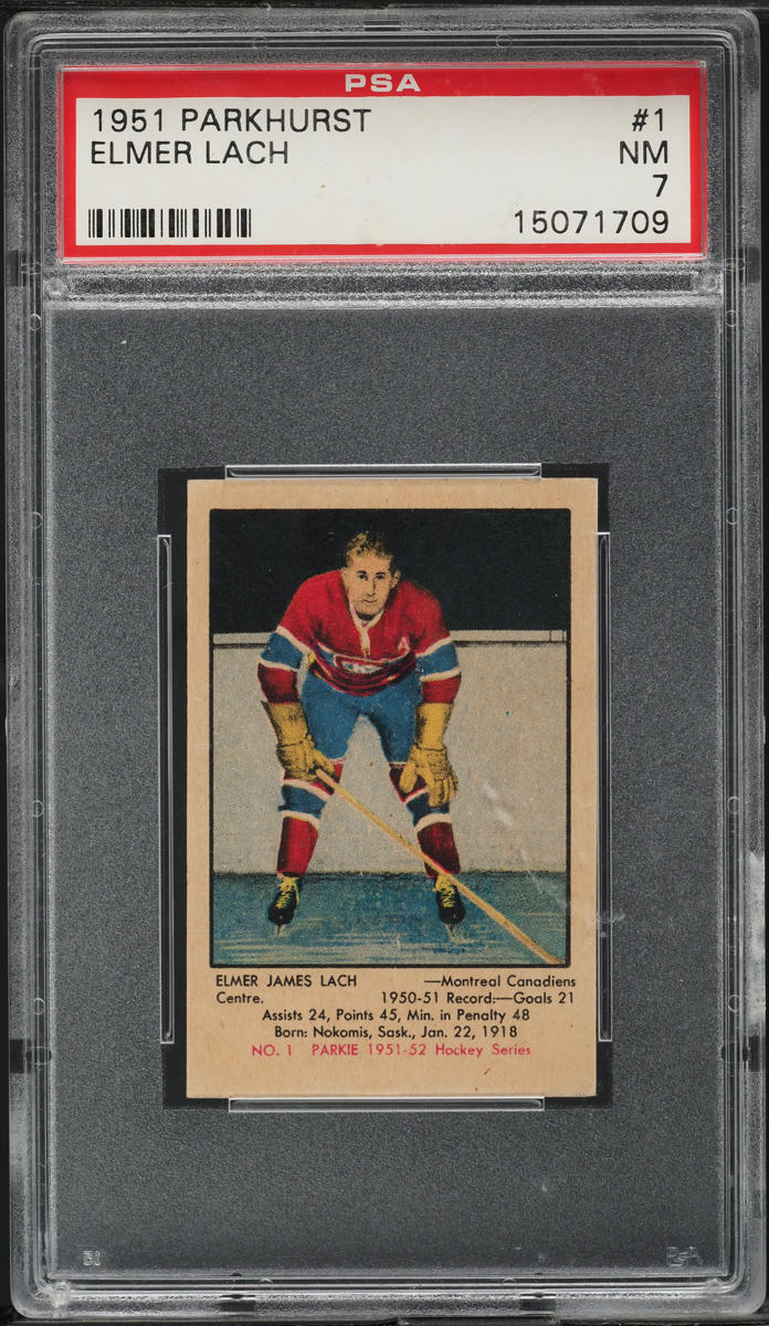 1951 Parkhurst Elmer Lach #1 PSA 7 NRMT