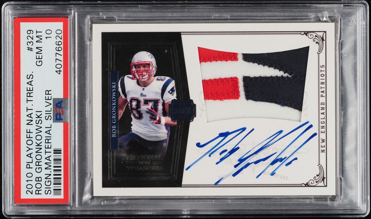 2010 National Treasures Silver Rob Gronkowski ROOKIE PATCH AUTO /99 #329 PSA 10