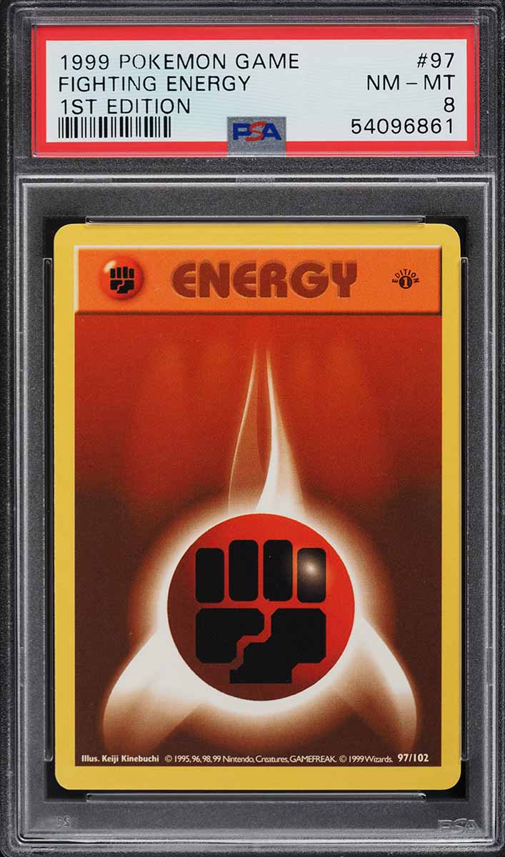 1999 Pokemon Base Set Shadowless 1st Edition Fighting Energy #97 PSA 8 NM-MT