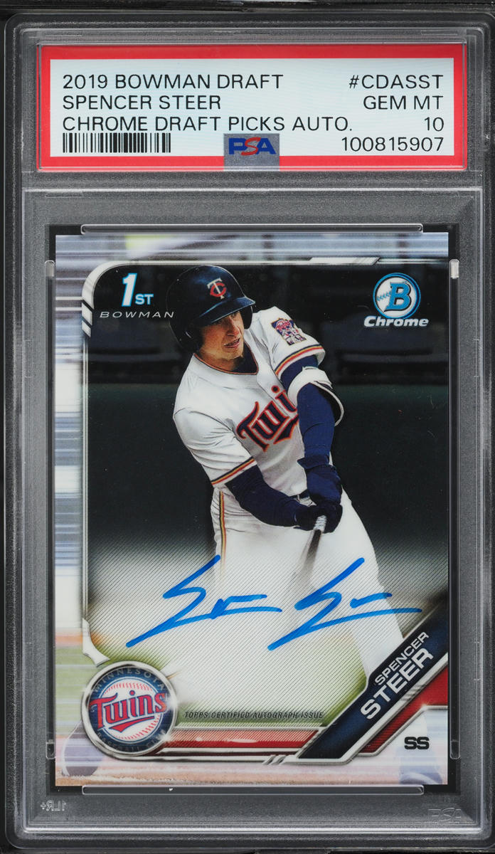 2019 Bowman Chrome Draft Picks Spencer Steer ROOKIE AUTO #CDASST PSA 10 GEM MINT